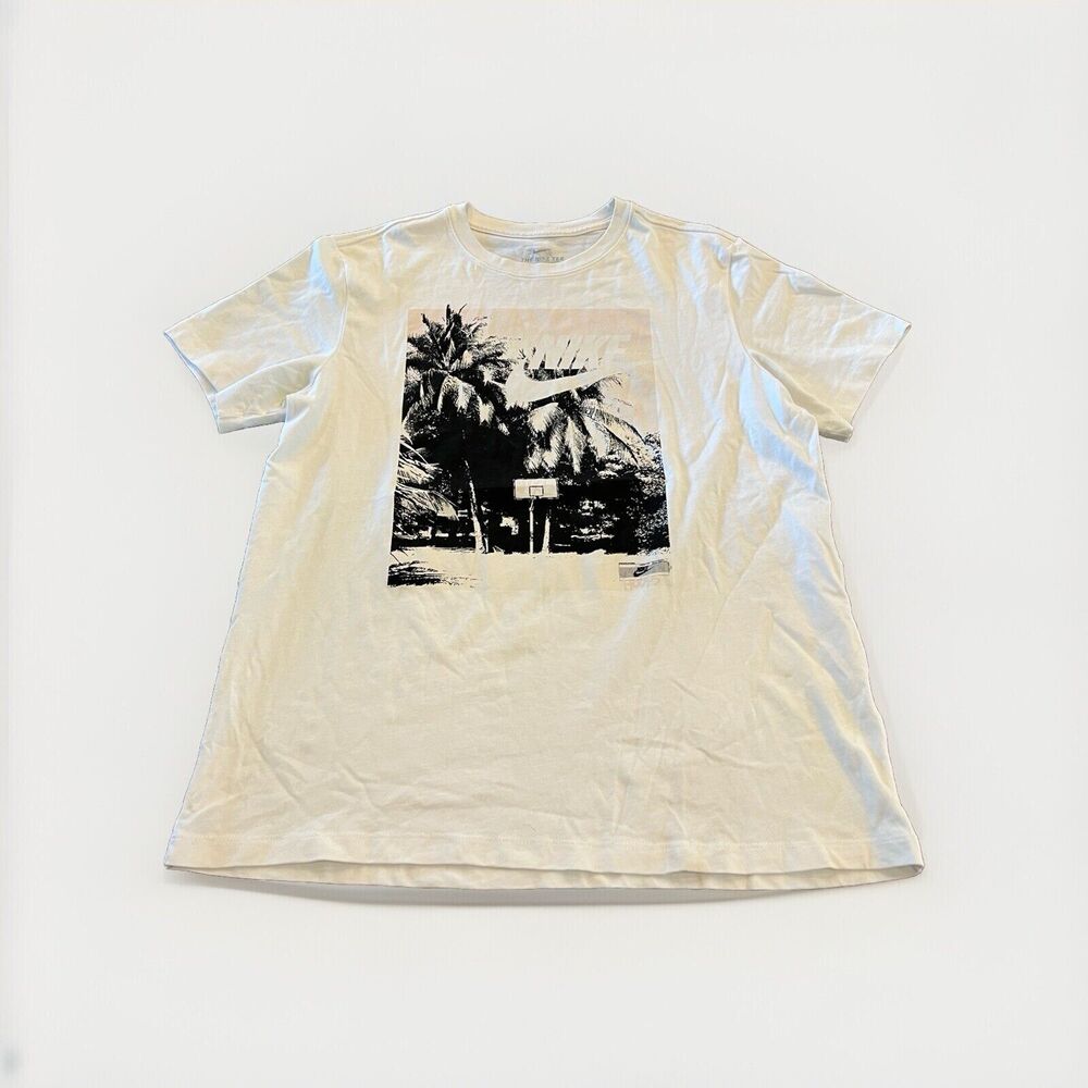 Nike Mens White The Nike Tee Hoops Coconut Tree Short Sleeve T-Shirt L CD1294